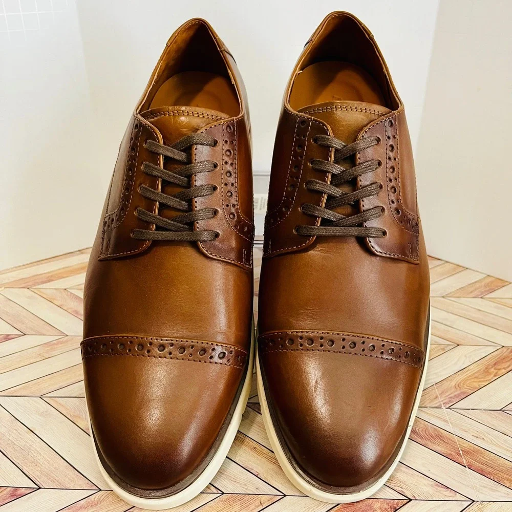 Allen Edmonds Caleb Brogue Lace Up Derby Sneakers Mens 9.5 3E Brown Leather 7283